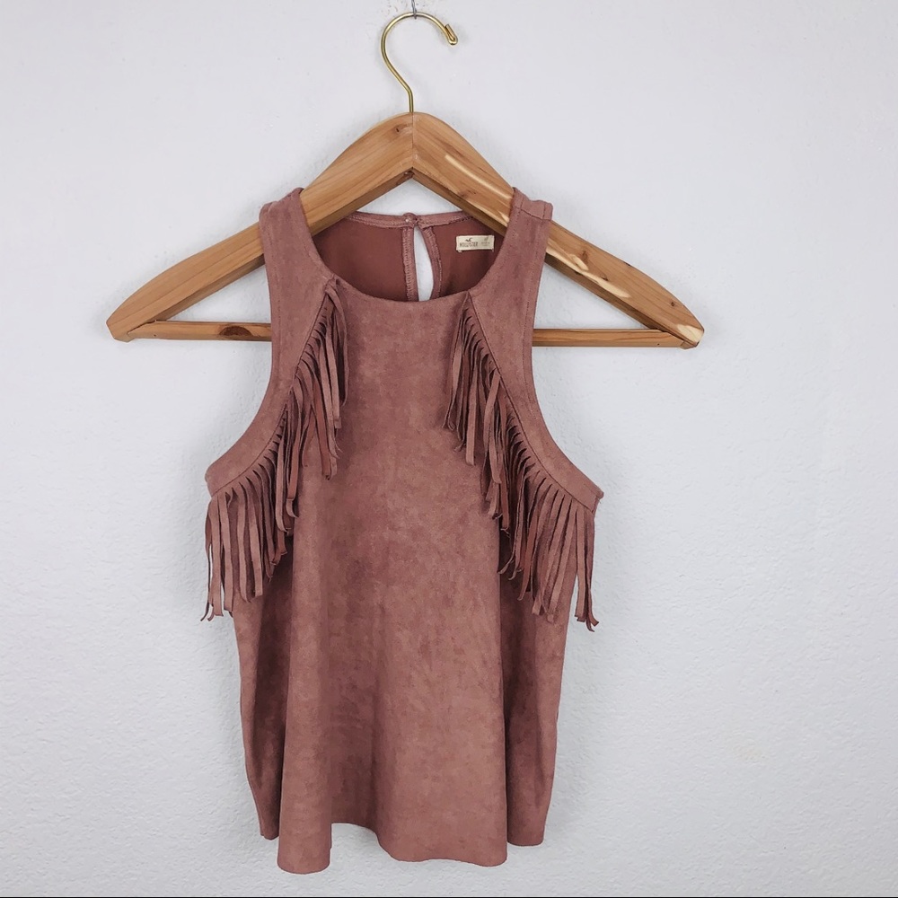 Hollister Faux Suede Fringe Sleeveless Top XS